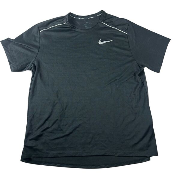 Nike Running Dri-Fit Miler Shirt Mens XL Black Reflective Short Sleeve CU0326010 - Picture 2 of 12
